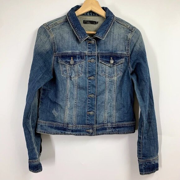 PrAna Women's Dree Blue Jean Denim Button Front Trucker Jacket Size S - Picture 1 of 11